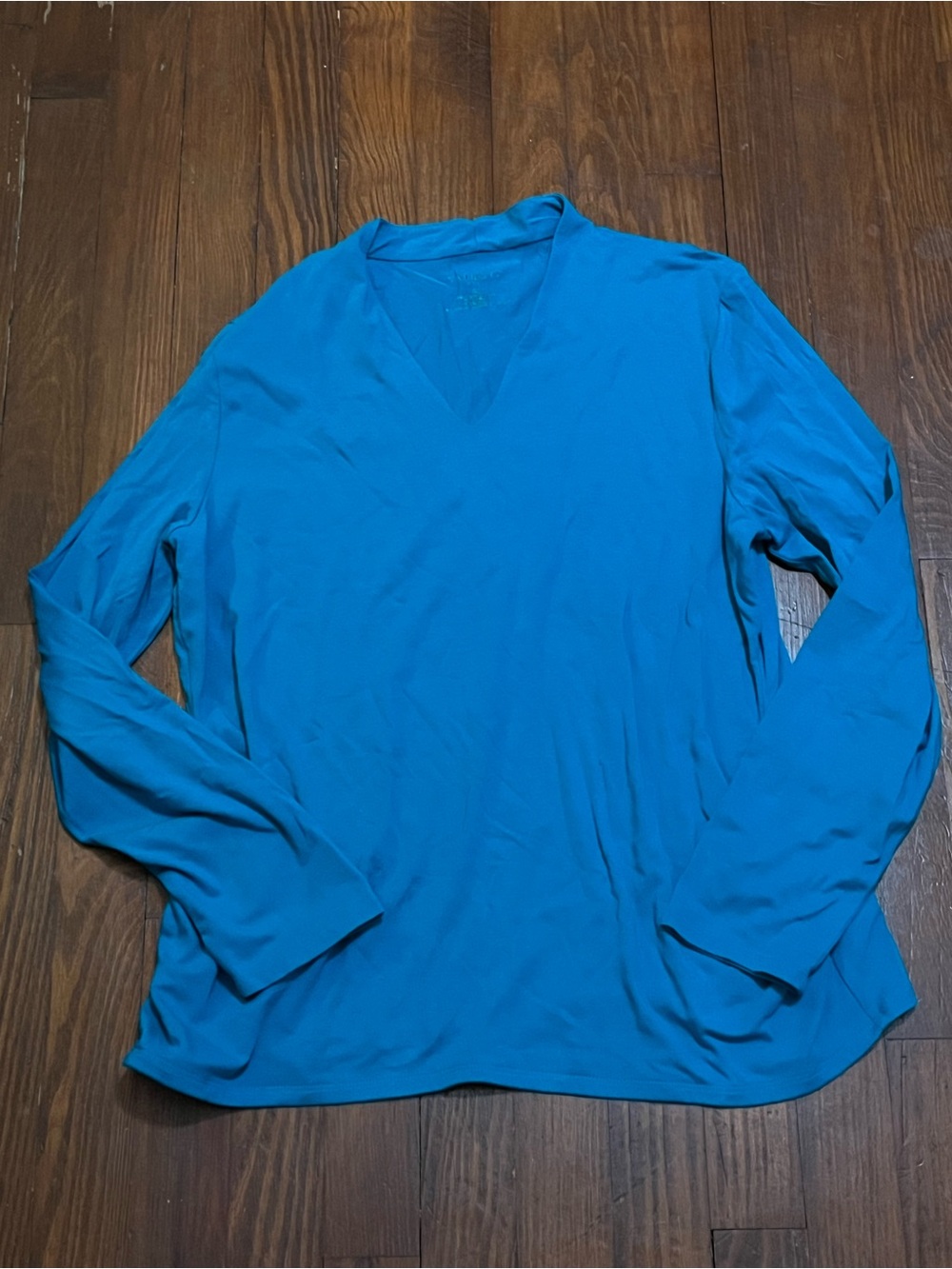 Talbots Women’s Long Sleeve V-Neck Shirt in Bright Blue